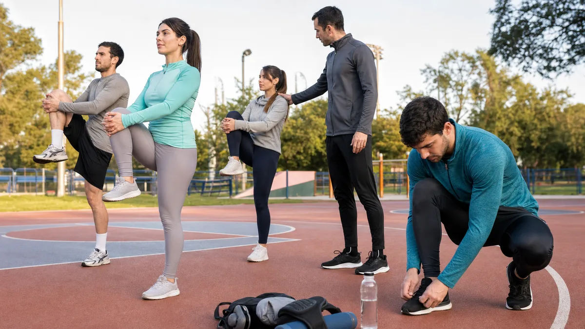 Calzado deportivo revisado antes de entrenar en pista