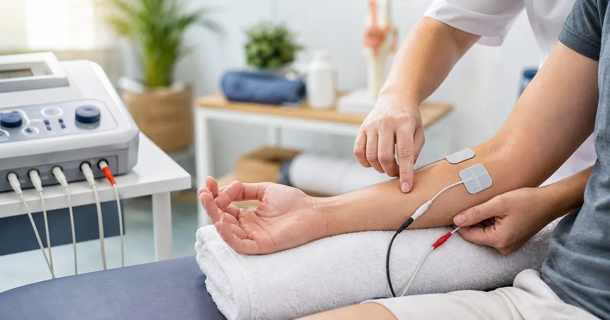 Revisión de la piel después de retirar electrodos en una sala de fisioterapia